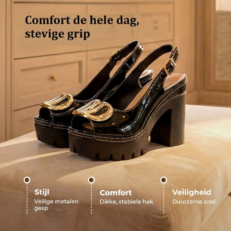 👡 NU 50% KORTING! 🔥 Elegante sandalen met open teen en gesp en hak – Chique design, comfortabele hak en perfect voor elke gelegenheid ✨