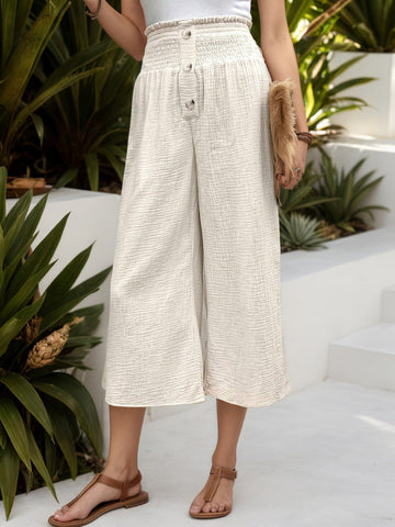Women's High-waisted Pleats Cotton-linen Pants