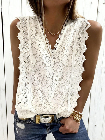 Women's Lace Sleeveless Casual Shirt Top