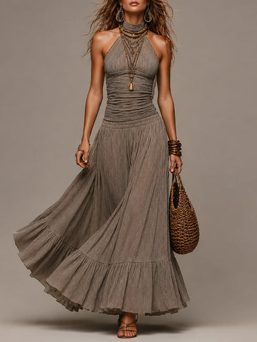 Halter-neck Striped Tank Top & Dress
