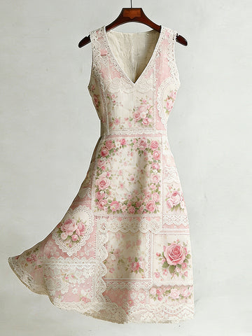 Women's Retro Bohemian Floral Pattern Casual Sleeveless Dress
