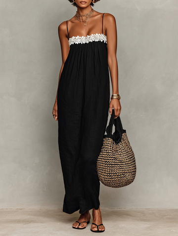Women's Romantic Lace-paneled Spaghetti Strap Dress