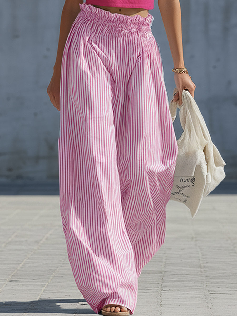 Stylish Casual Blue Striped Pants