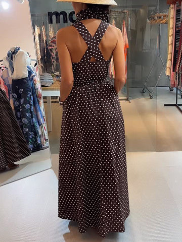 Women's Retro Polka-dot Casual Sleeveless Dress