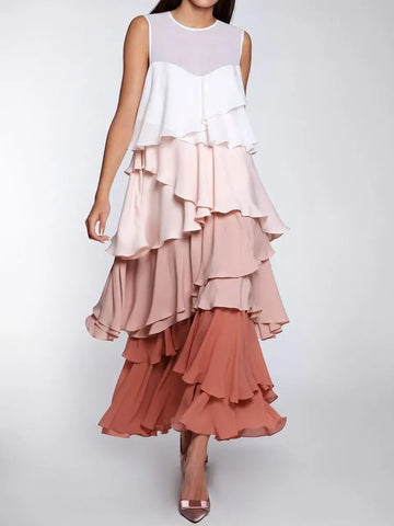 Women's Gradient Art Casual Ruffled Stylish Dress
