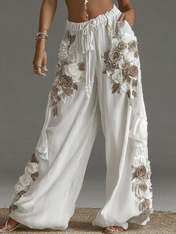 Women's Vintage Floral Pattern Art Casual Pants