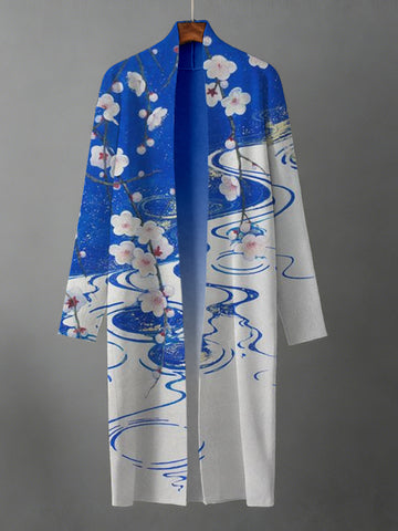 Japanese Cherry Blossom Art Knit Kimono Cardigan