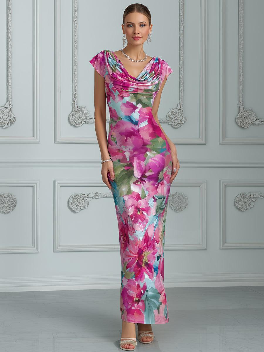 Floral Cowl-Neck Maxi Dress