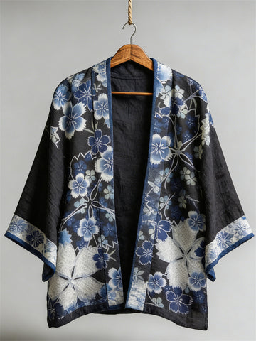 Japanese Cherry Blossom Art Linen Kimono