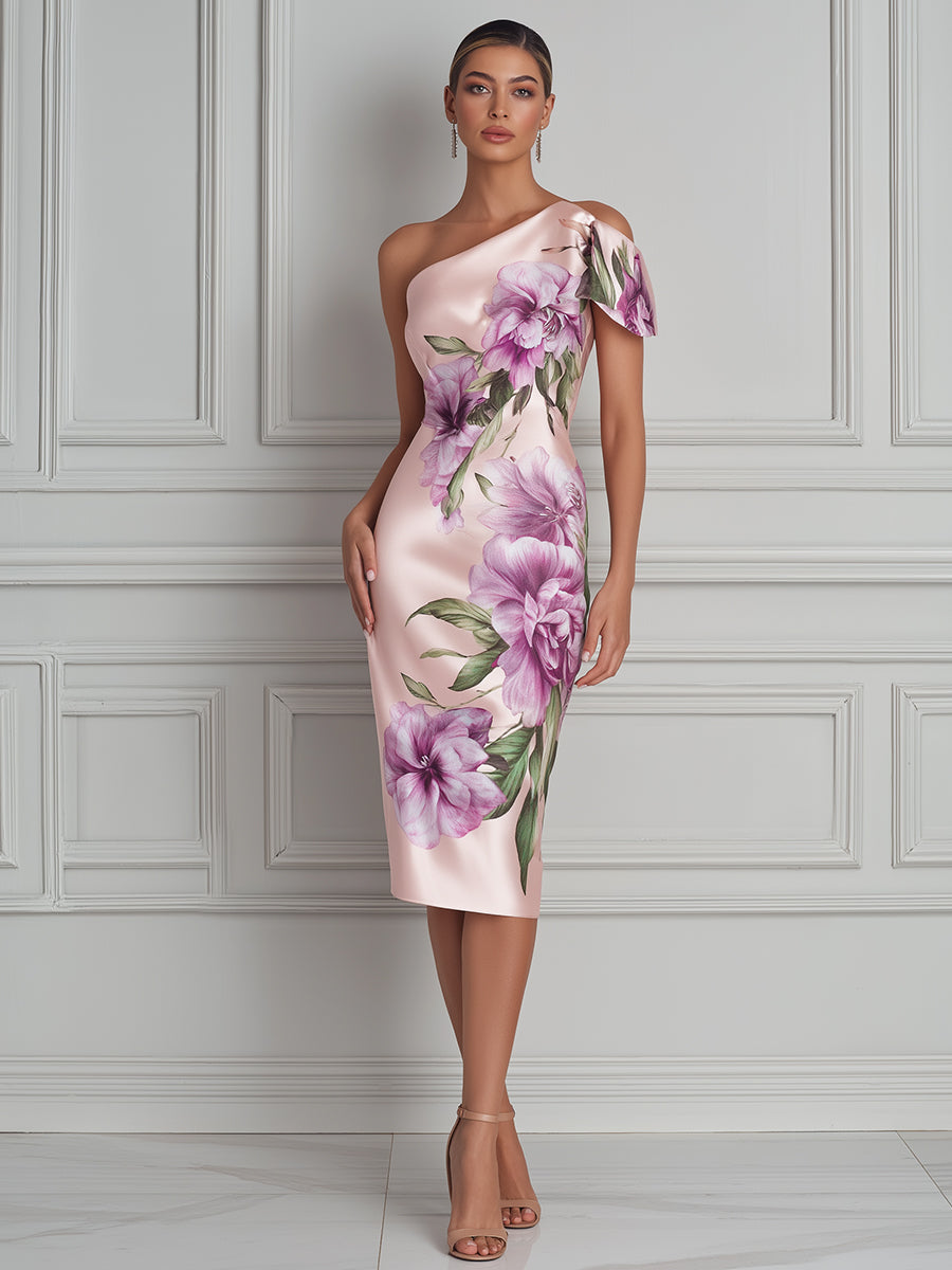 Elegant One-Shoulder Asymmetrical Sheath Dress