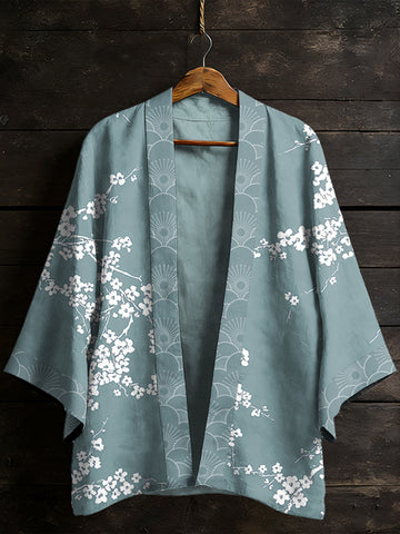 Japanese Vintage Cherry Blossom Pattern Casual Kimono Cardigan