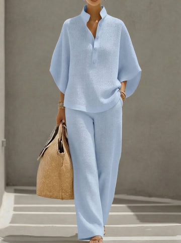 Plus Size Friendly Women's Waffle Two-Piece Set
