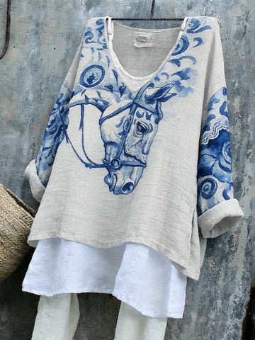 Japanese Style Women's V-neck Long-sleeve Top
