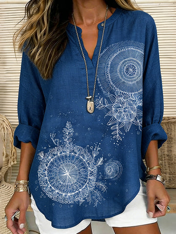 Women's Japanese-style Botanical Print T-shirt